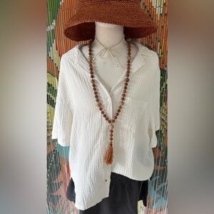 UGG Women’s Casual Cream Gauzy Button Down Shirt